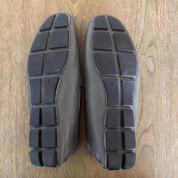 Creazioni Italian Gray Pebble-Grain Leather Driving Loafers-Silver Horsebit-Sz 9 main image 4